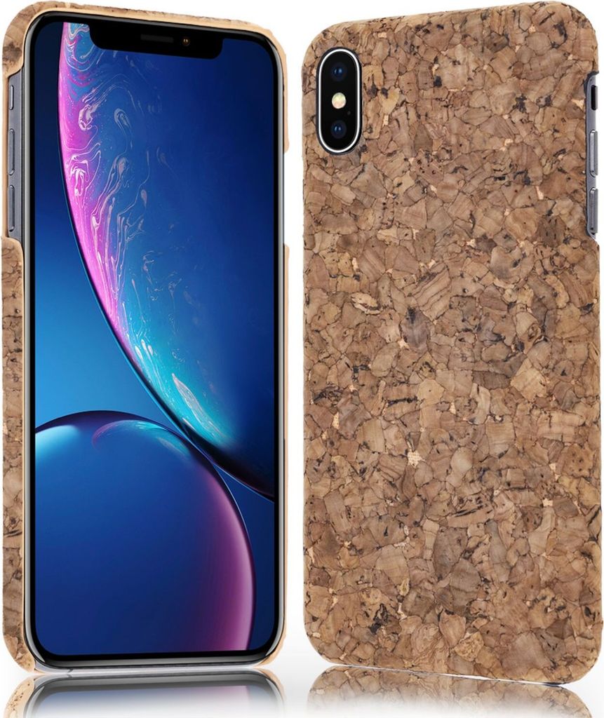 NALIA Kork Hülle für Apple iPhone X XS, Handy Hard Case Holz Look Schutz Cover Dark Cork