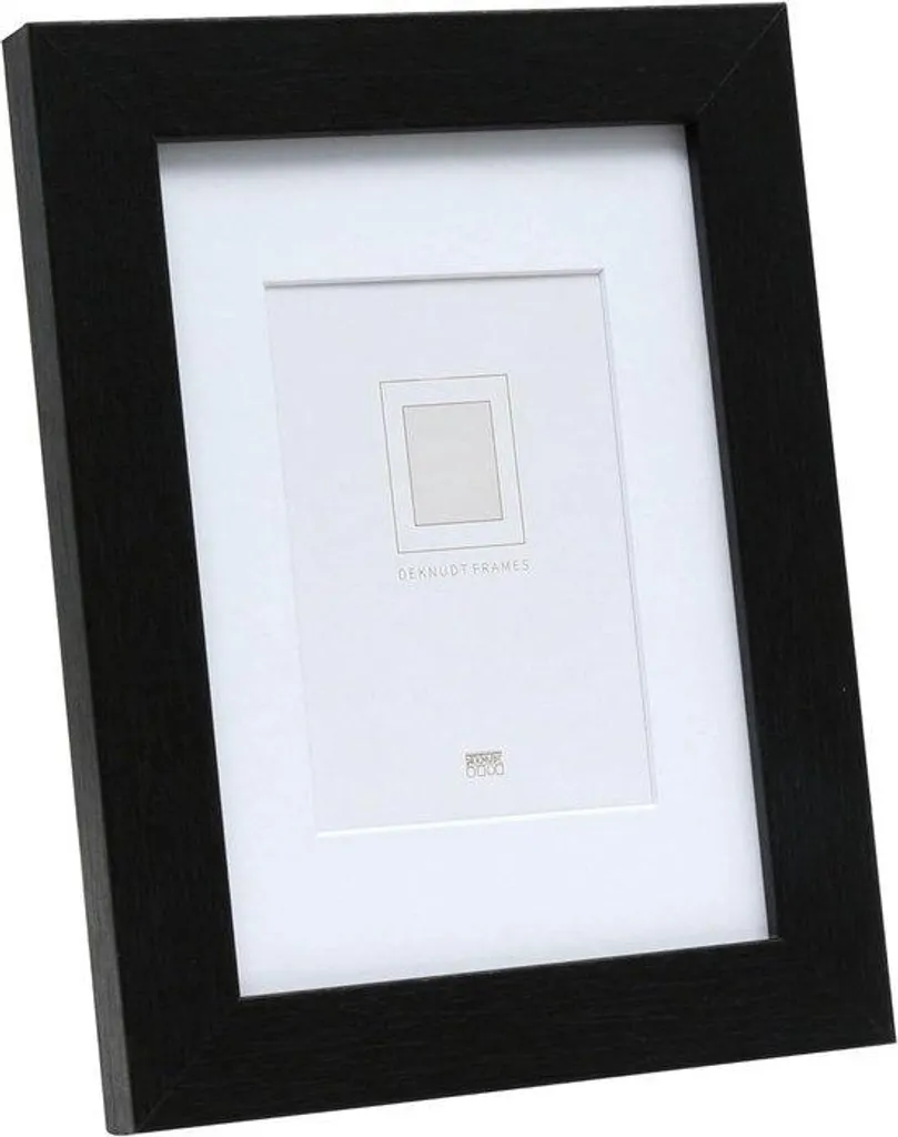 Cadre en bois noir 40 x 50 cm avec passe-partout blanc élégant
