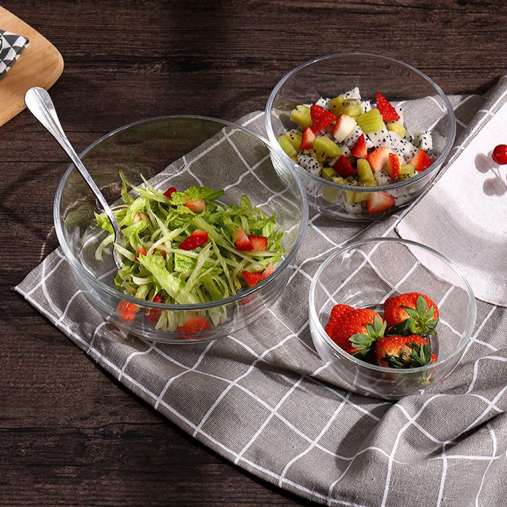 Glas Rührschüssel mit Deckel 1er-Set Rund Salatschüsseln Produktbild 3