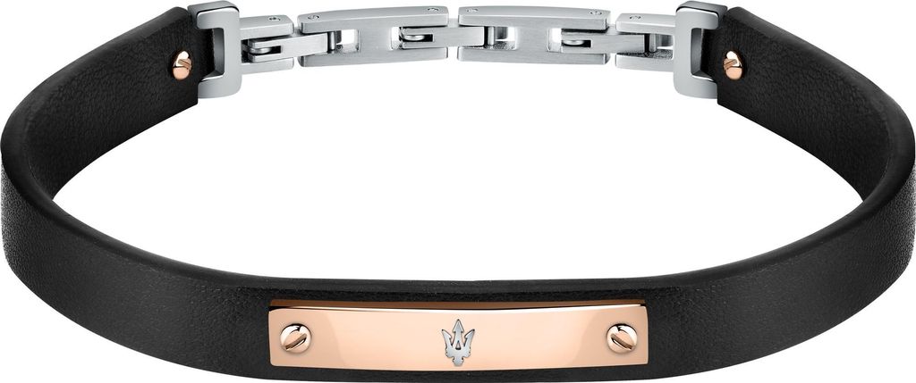 MASERATI BRACELET IP RG BK RECY LEATHER Leder schwarz