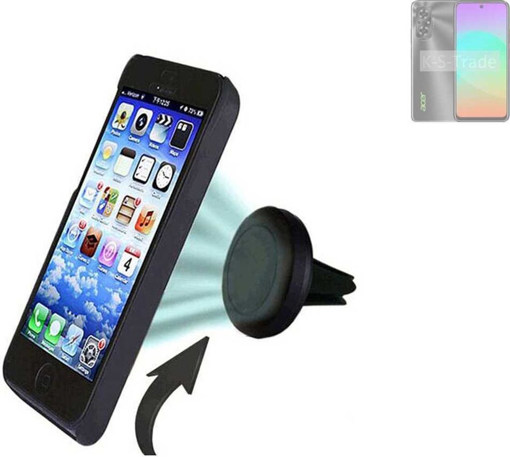 K-S-Trade Kompatibel mit Acer Sospiro A60L Auto Handy Halterung KFZ Halter Lüftungsgitterhalterung Air Vent mount Smartphone Halter