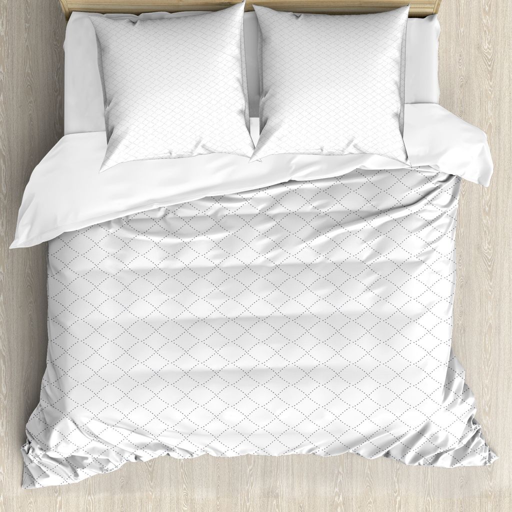 ABAKUHAUS Jahrgang Bettbezug, Moderne punktierte Quadrate, Milbensicher Allergiker geeignet mit Kissenbezügen, 200 cm x 200 cm - 80 x 80 cm, Grau ...