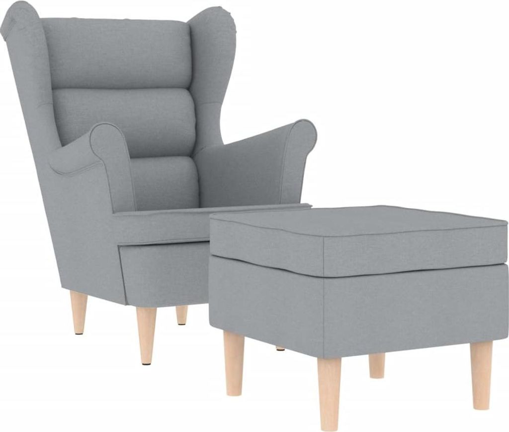 vidaXL Sessel mit Fußhocker Hellgrau Stoff