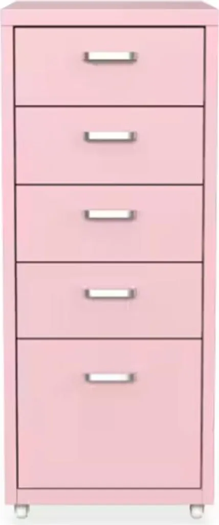 Petit meuble 2 tiroirs rose pâle RW2PP avec roulettes multidirectionnelles