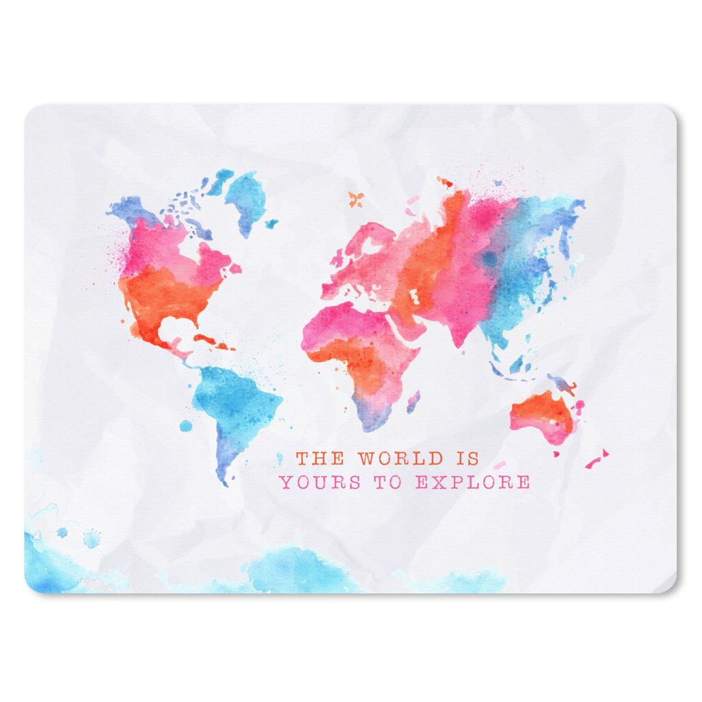 MuchoWow Mauspad Mousepad Weltkarte - Sprichwort - Motivation - Reisen 23x19 cm - Mousepads - Maus Mat - Pad - Mausunterlage - Schreibtischunterl...