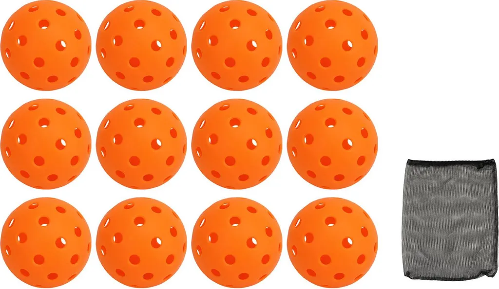 Balle de Pickleball Outdoor Orange Lot de 12 pièces diamètre 74 mm PE
