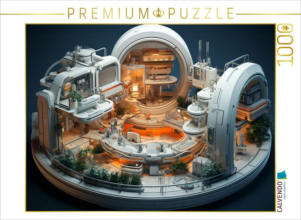 CALVENDO Puzzle Raumstation - 3D Raum für kleine Entdecker | 1000 Teile Lege-Größe 64x48cm Foto-Puzzle für glückliche Stunden
