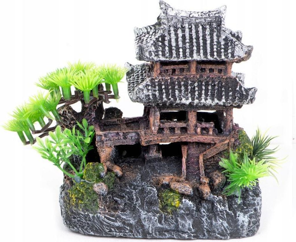 AQUARIUMDEKORATION SCHÖNES japanisches Haus XL 15cm Produktbild 