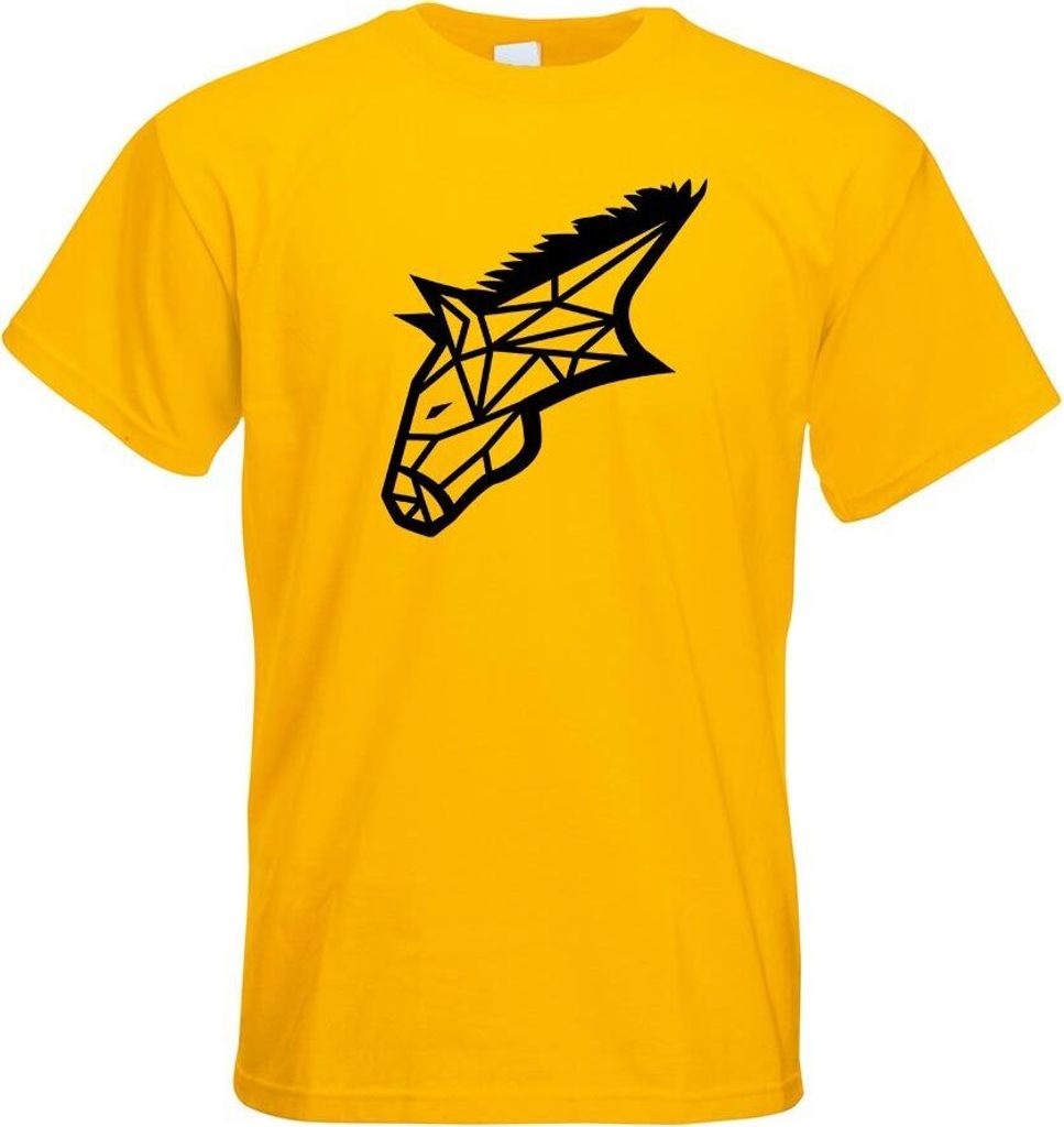 Kiwistar - T-Shirt - gelb - Esel Pferd Polygon Motiv Bedruckt Funshirt Design Print - mit Motiv Bedruckt - Funshirt Design - Sport - Freizeit - Her...