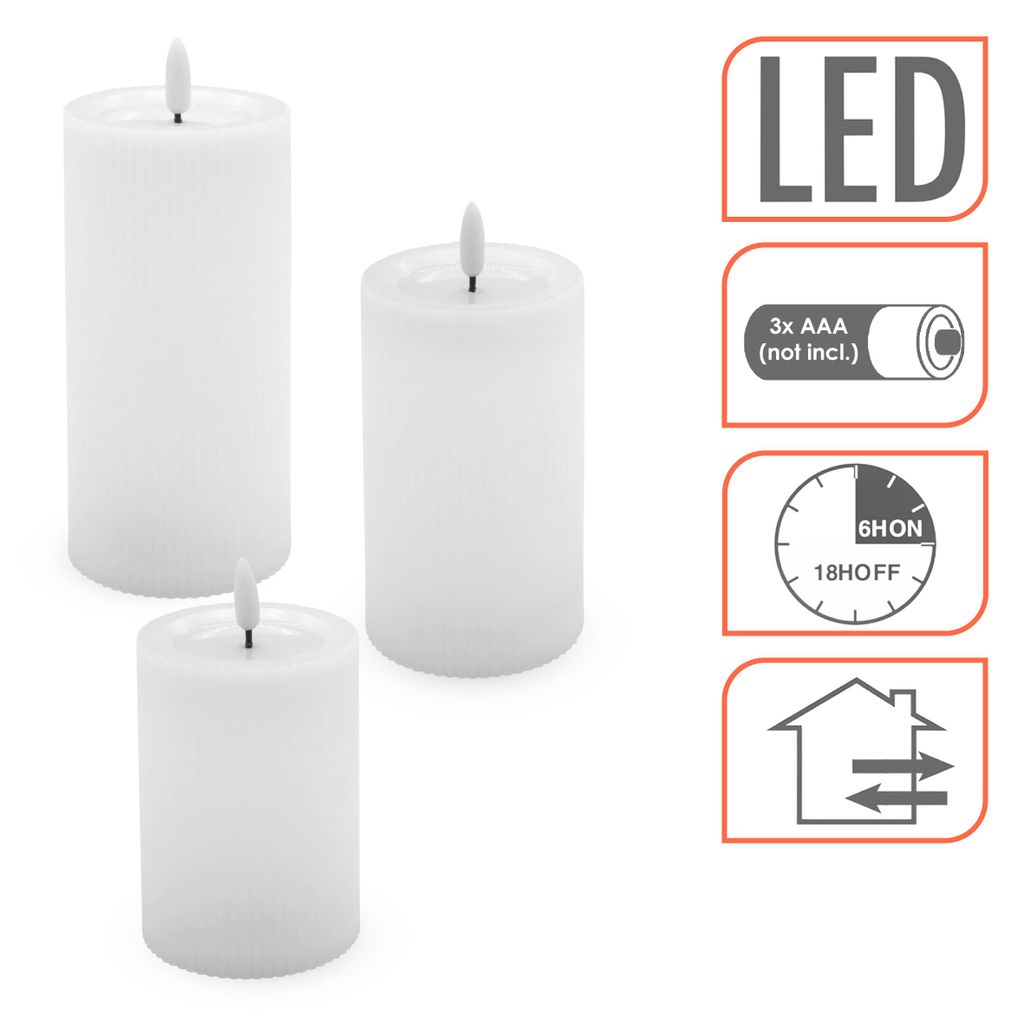 Bougie LED En Cire Véritable "3D FLAMME RUSTIC", Argent