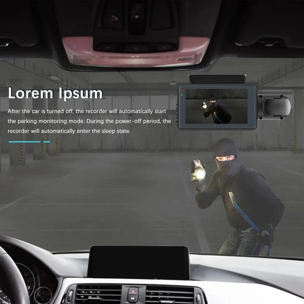 Dashcam enregistreur vidéo voiture avec vision nocturne et écran IPS