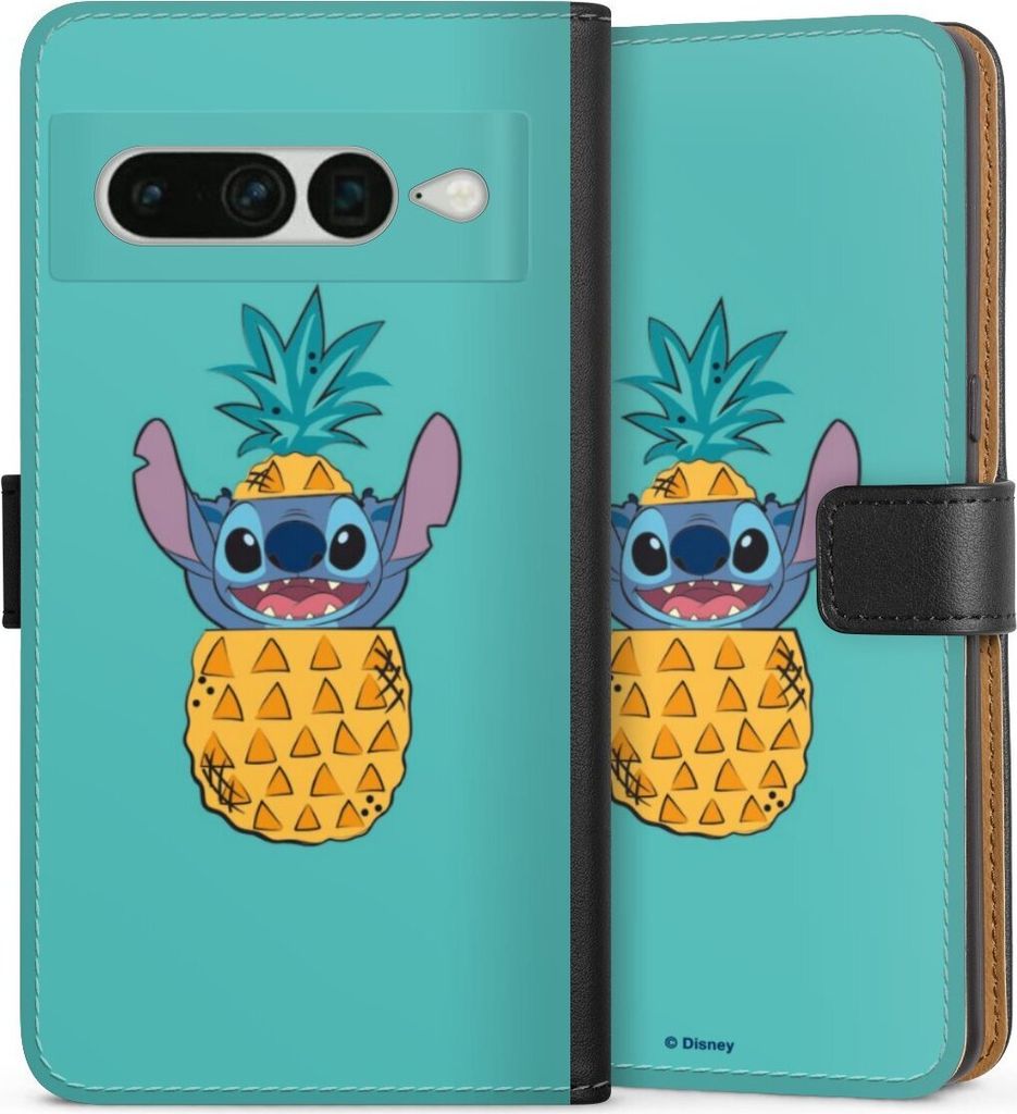 DeinDesign Klapphülle für Google Pixel 7 Pro Handytasche Lederhülle Tasche Ananas Disney Lilo & Stitch