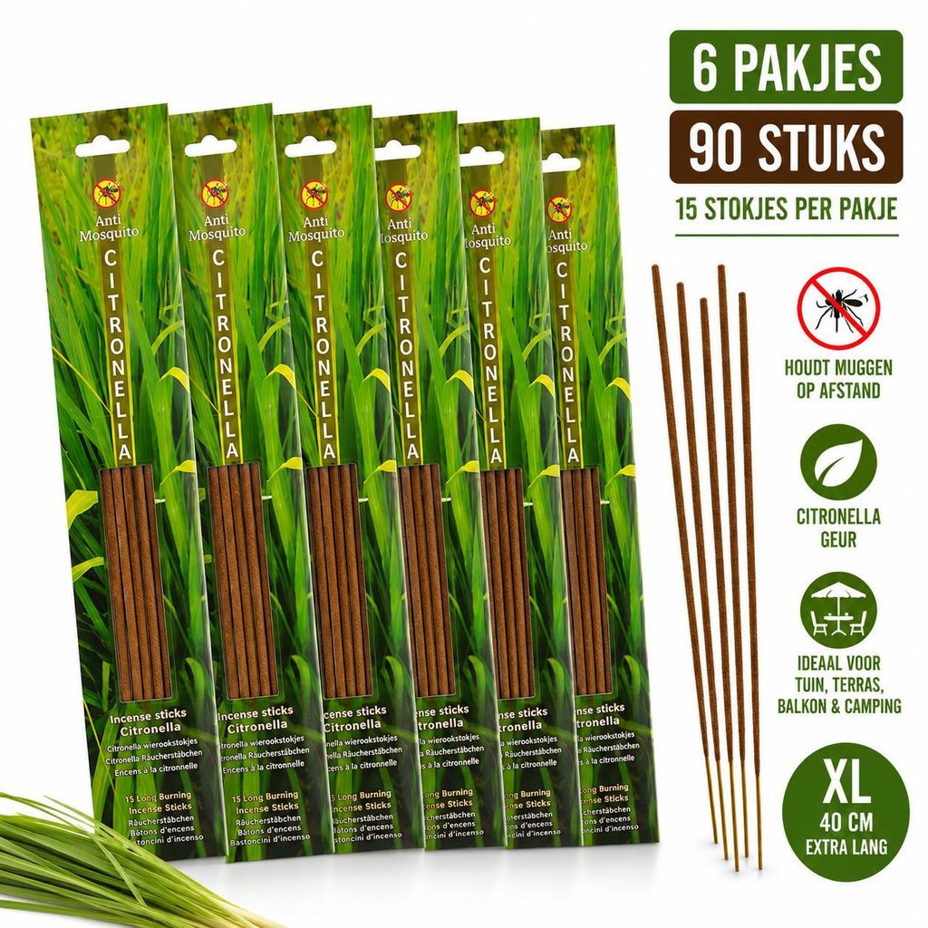 XL Citronella Räucherstäbchen – 6er-Pack – 90 Stück – 40 cm Produktbild 