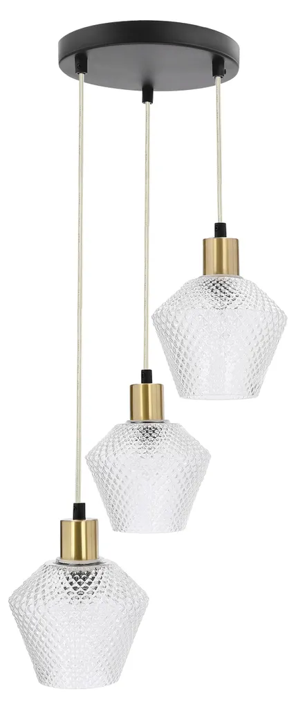Suspension GRENIKO 3xE14 Noir et Doré - Luminaire Chic Design Moderne