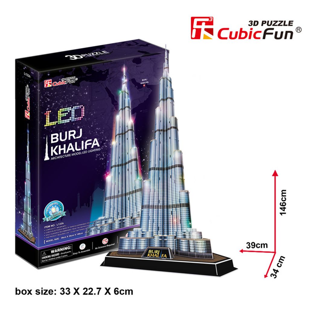 3D Puzzle Stadtansicht City Line Dubai VAE LED Beleuchtung Cubic Fun 