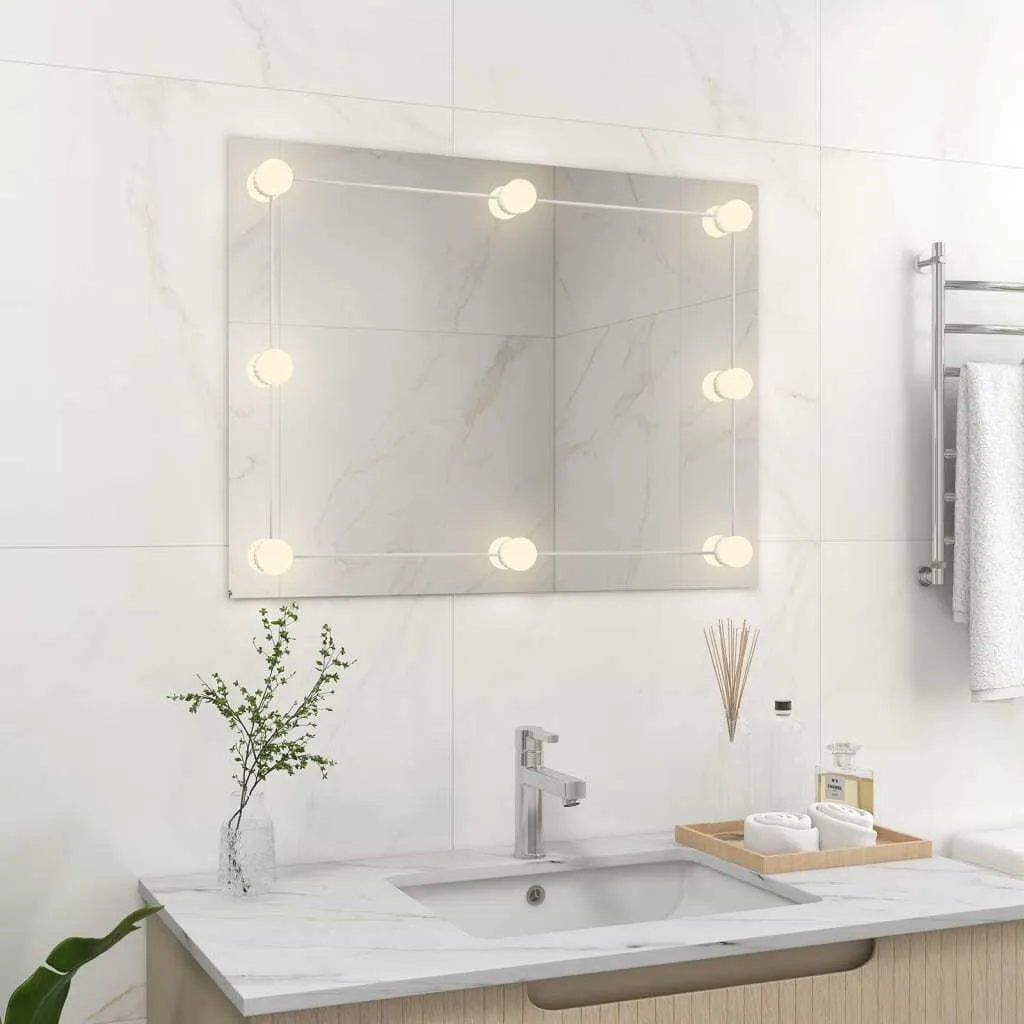 The Living Store Specchio da parete senza cornice con illuminazione LED Vetro rettangolare