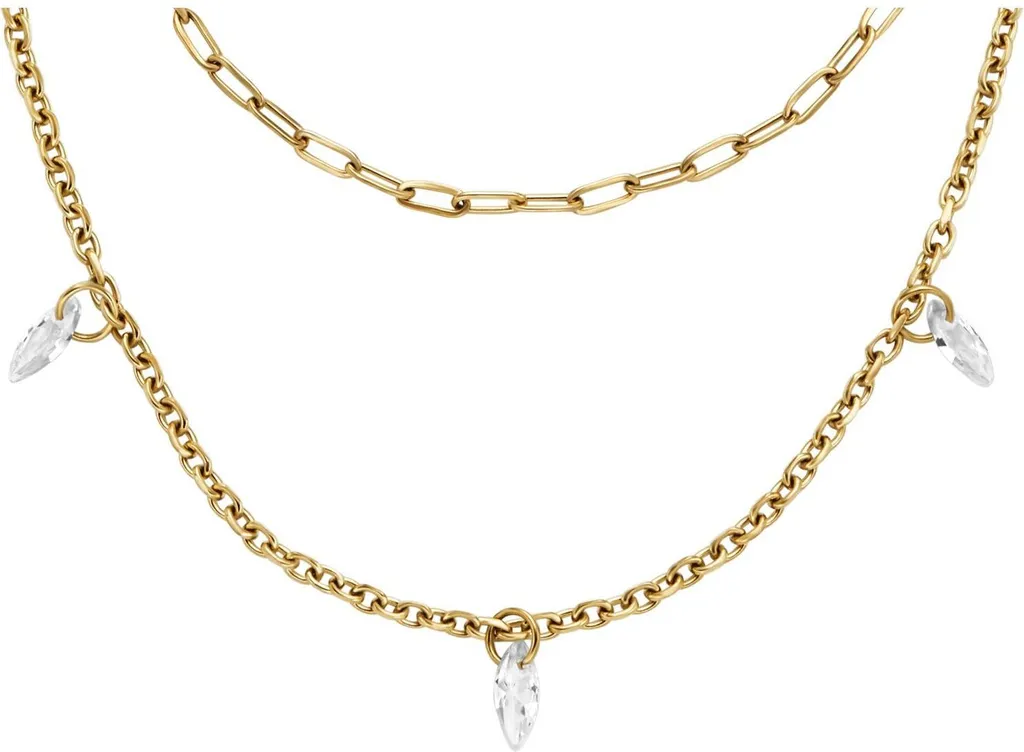 Collana Fossil Ellis Gold 42 cm: L'Arte del Multifilo per Donna