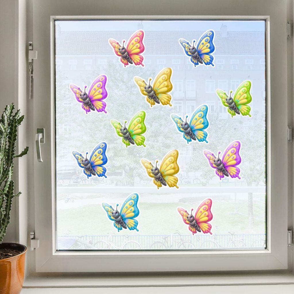 Decorazione bifacciale per finestre con farfalle Immagine del prodotto 