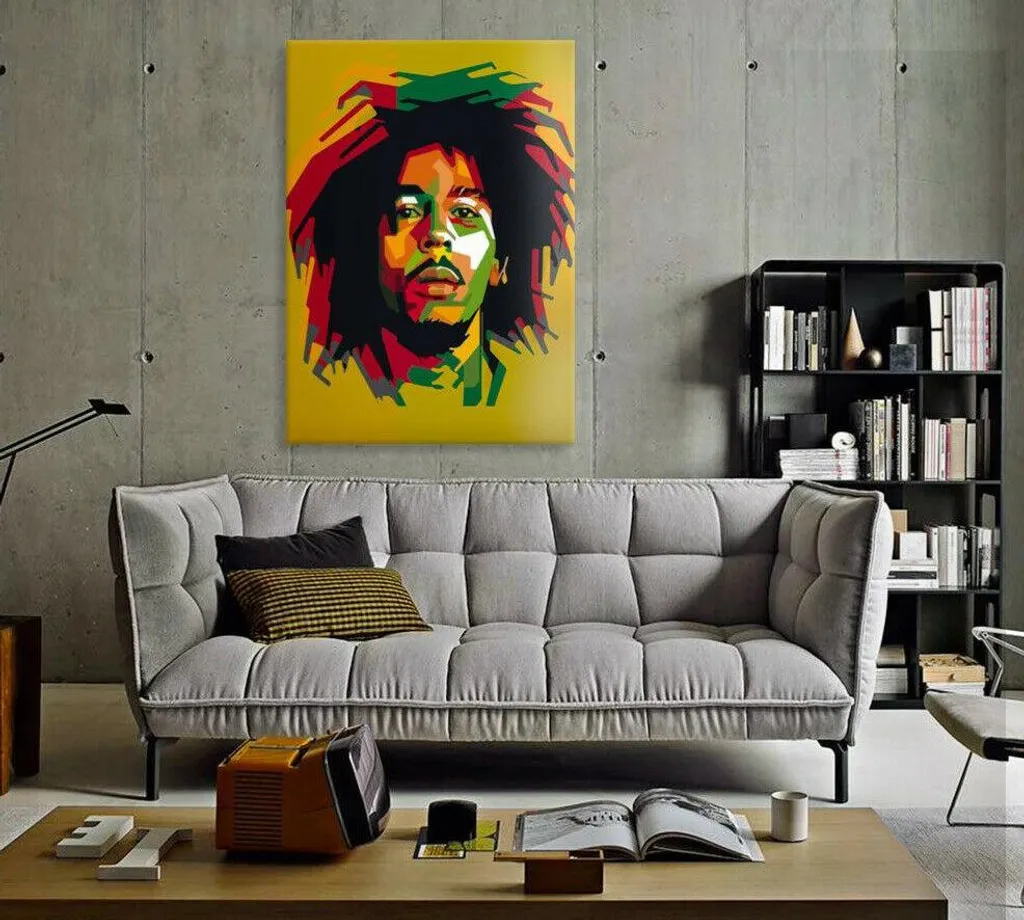 Toile Bob Marley Pop Art Impression HD 50x70 cm pour Déco de Salon