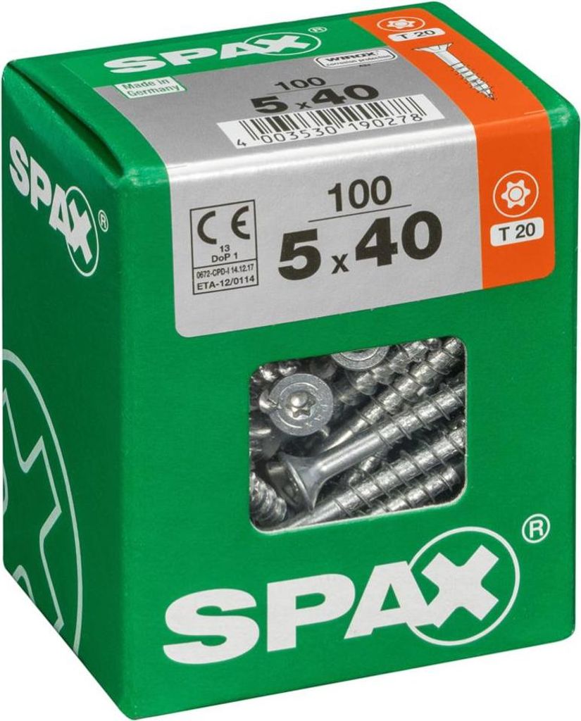 Set 100 viti SPAX Torx in acciaio a testa svasata, Diam.5 Immagine del prodotto 
