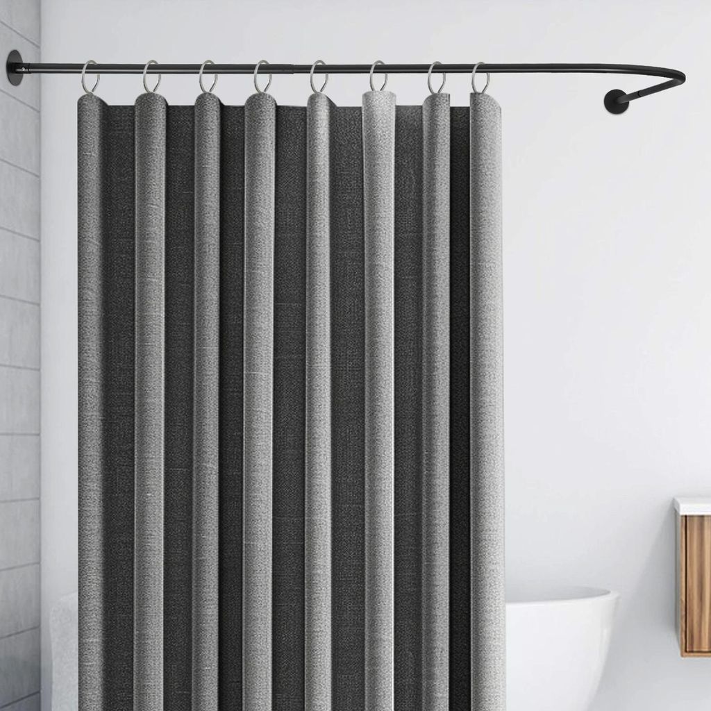 Duschvorhangstange - L-Form Eckstange - Verstellbar 70–95 x 105–165 cm - Edelstahl - Für Bad & Wanne - Schwarz