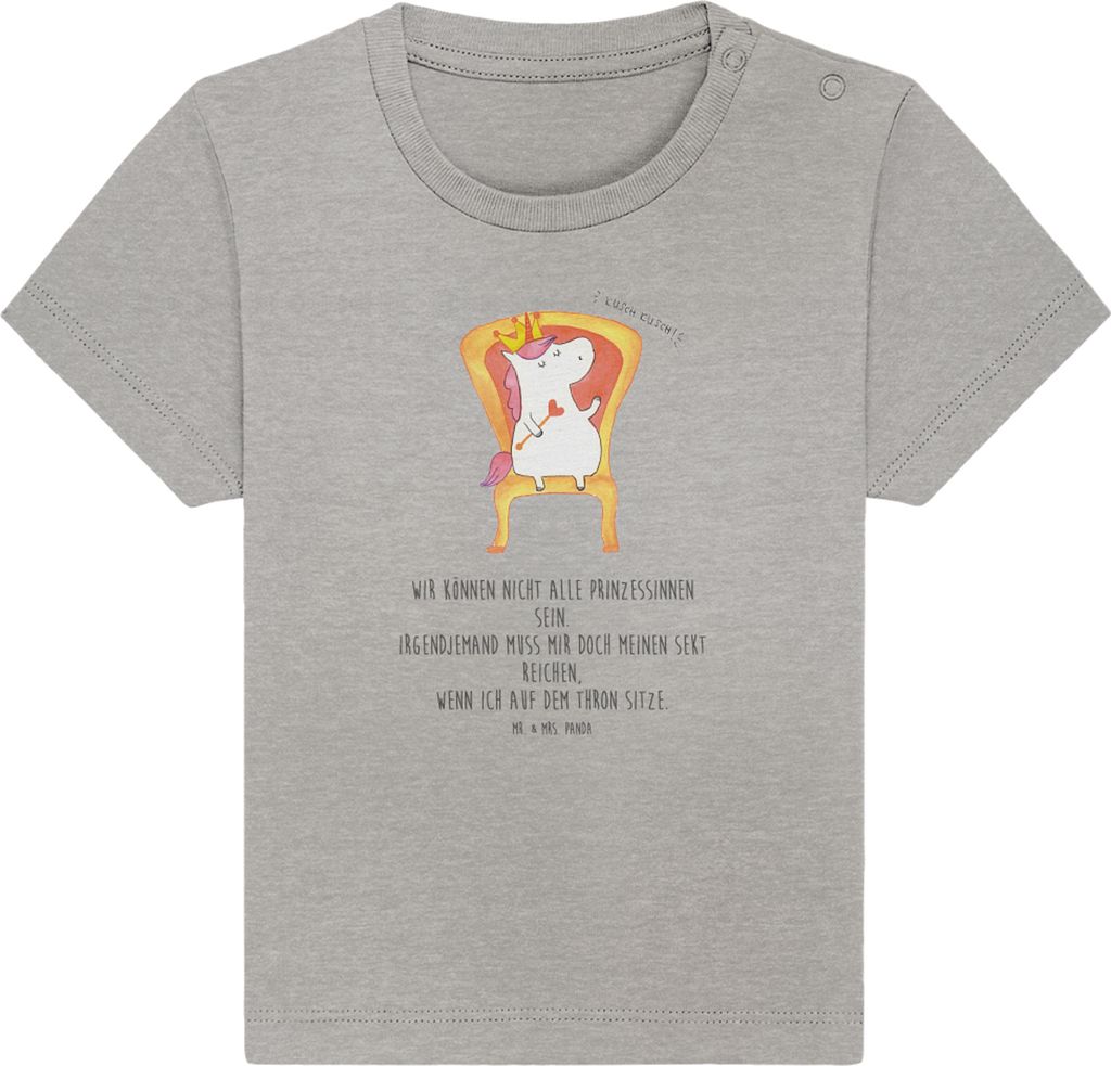 Mr. & Mrs. Panda T-Shirt Einhorn König 12. - 18. Monat - Heather Grey - Geschenk, Baby Kurzarmshirt, Babyshirt, Prinzessin, Präsident, Unicorn, B...