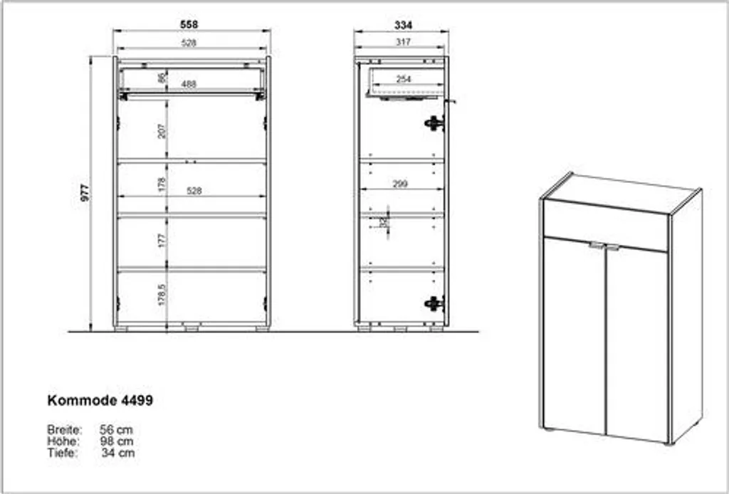Commode Graphite avec Portes GW-Forano Germania 4499-549 Design Compact - 9