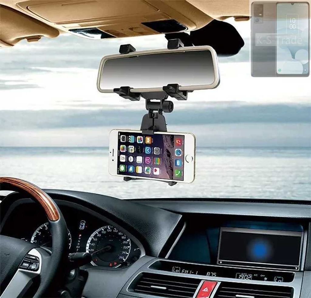 K-S-Trade Smartphone Halterung kompatibel mit TCL 40 XL Rückspiegel Halterung schwarz Auto Halterung KFZ Halter