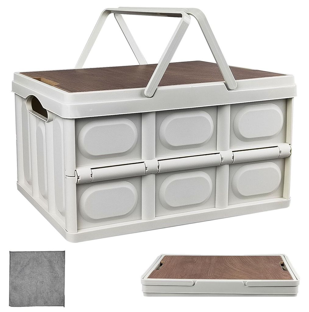 Faltbare Box mit Deckel, tragbare Campingbox mit Griff, aus Kunststoff, hohe Tragfähigkeit, für Camping, Reisen, Familien und den Kofferraum (43,...