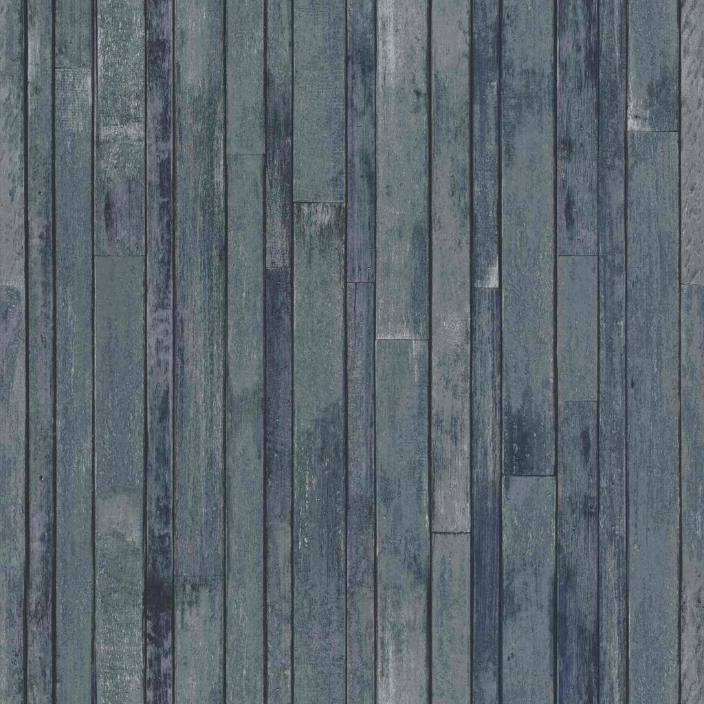 ESTAhome Tapete Holz-Optik Dunkelblau 53 cm x 10.05 m