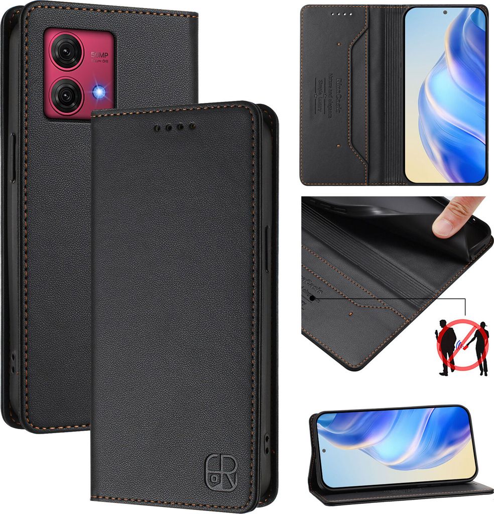 Lederhülle für Motorola Moto G84 Hülle Flip Brieftasche Produktbild 