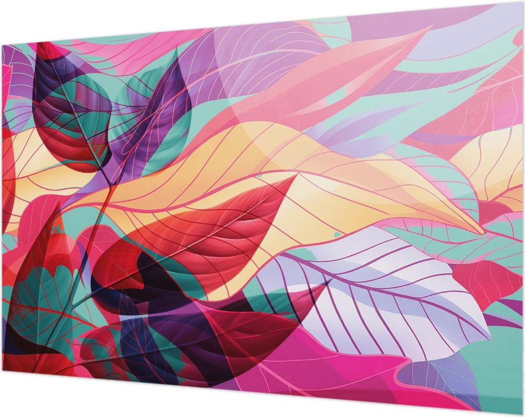 Wandtapete - Dekorative Tapete für Wohnzimmer- Tapetenfolie für Wanddekoration - 104x70 cm - Abstrakte Blätter