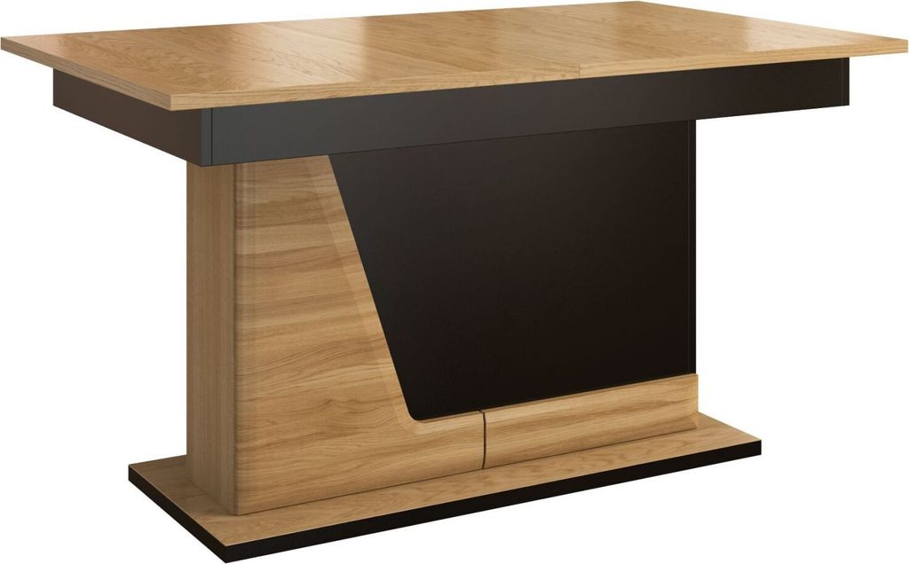 Esszimmertisch Esstisch 140x90 cm, Farbe: Eiche / Schwarz