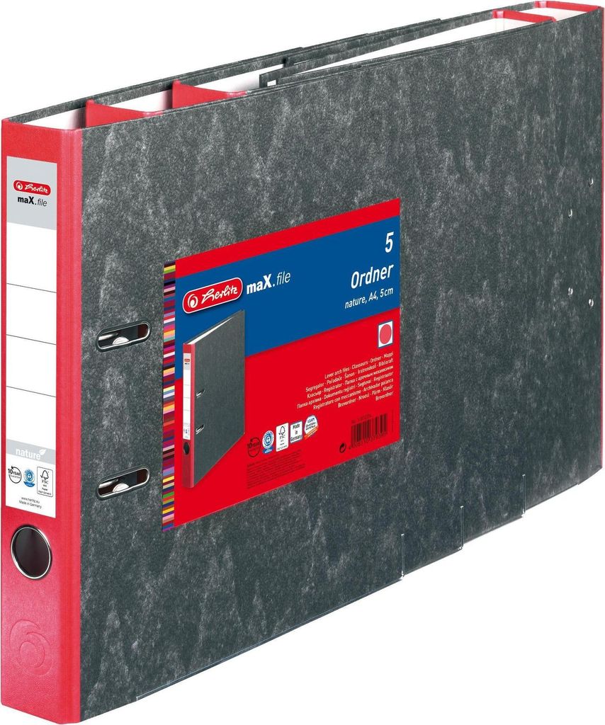 herlitz Ordner maX.file nature A4 50 mm rot 5er Pack