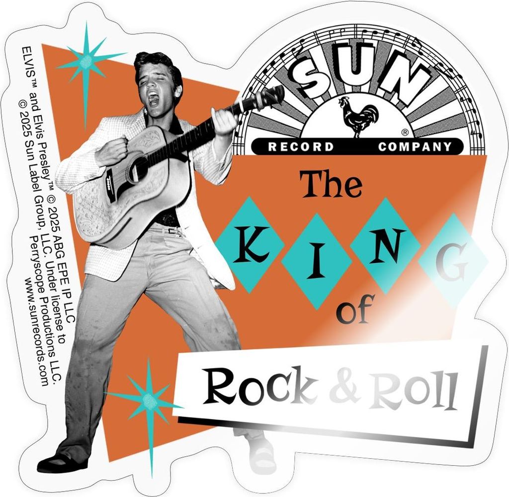 Spreadshirt Elvis Presley The King Of Rock & Roll Sticker Aufkleber, 10 x 10 cm, Transparent glänzend