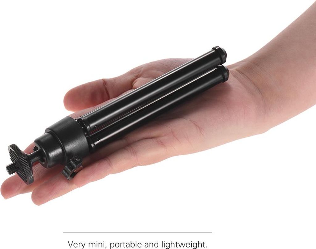 Mini-Stativ 2-teiliger ausziehbarer Tischständerhalter 1/4 Zoll Schraubbefestigungen für Telefon ILDC Max. Laden Sie 0,5 kg Schwarz