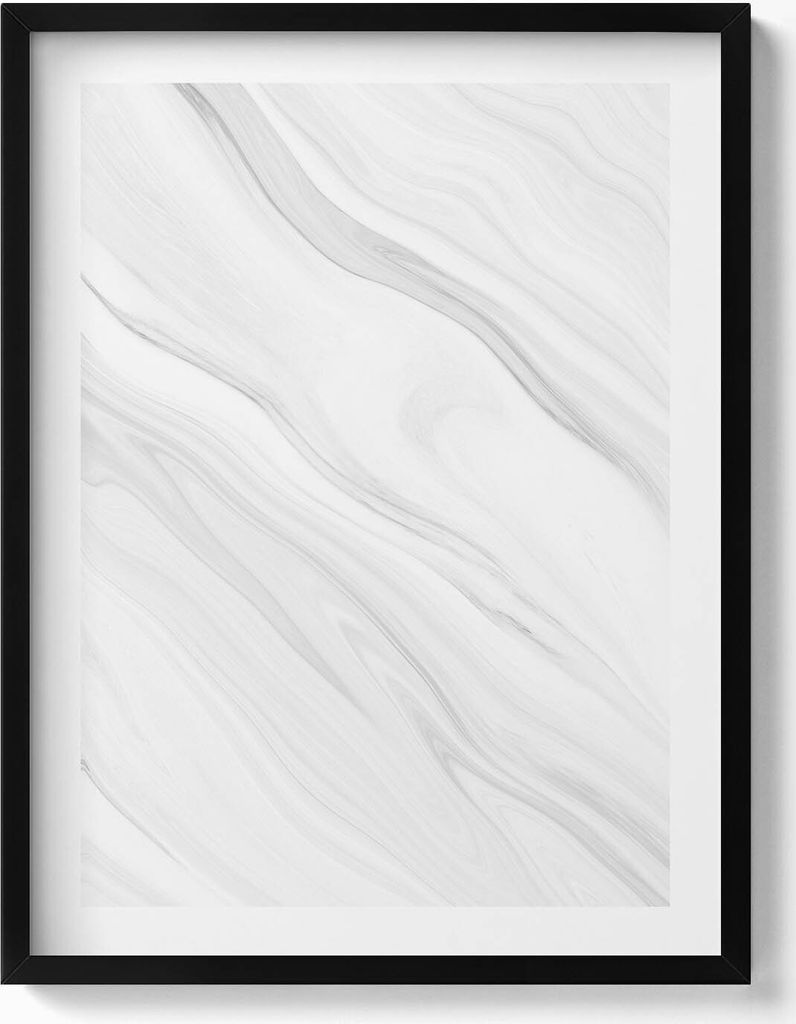 Dekorativer Marmor– Wandbild mit Rahmen – Gerahmtes Bild – Wanddekoration – 60x80 cm – Schwarz Rahmen