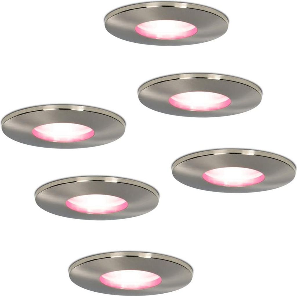 hoftronic Smart LED Einbaustrahler 5,5W RGBWW GU10 IP44 Edelstahl 6er Set