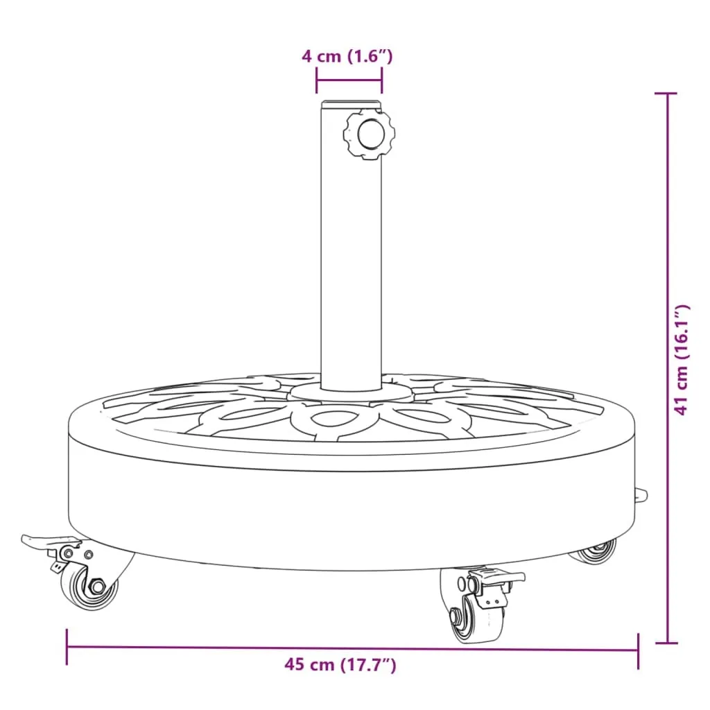 Supporto Ombrellone Professionale 27kg - Base con Ruote Ø38/48mm - 8