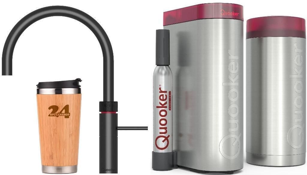 »QUOOKER FUSION ROUND Festauslauf Schwarz COMBI B mit CUBE Produktbild 