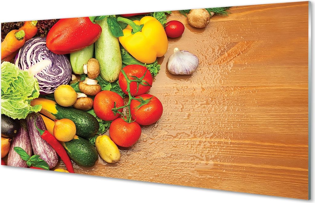Glasbilder 100x50 Wandkunst Knoblauch Pilze Zucchini