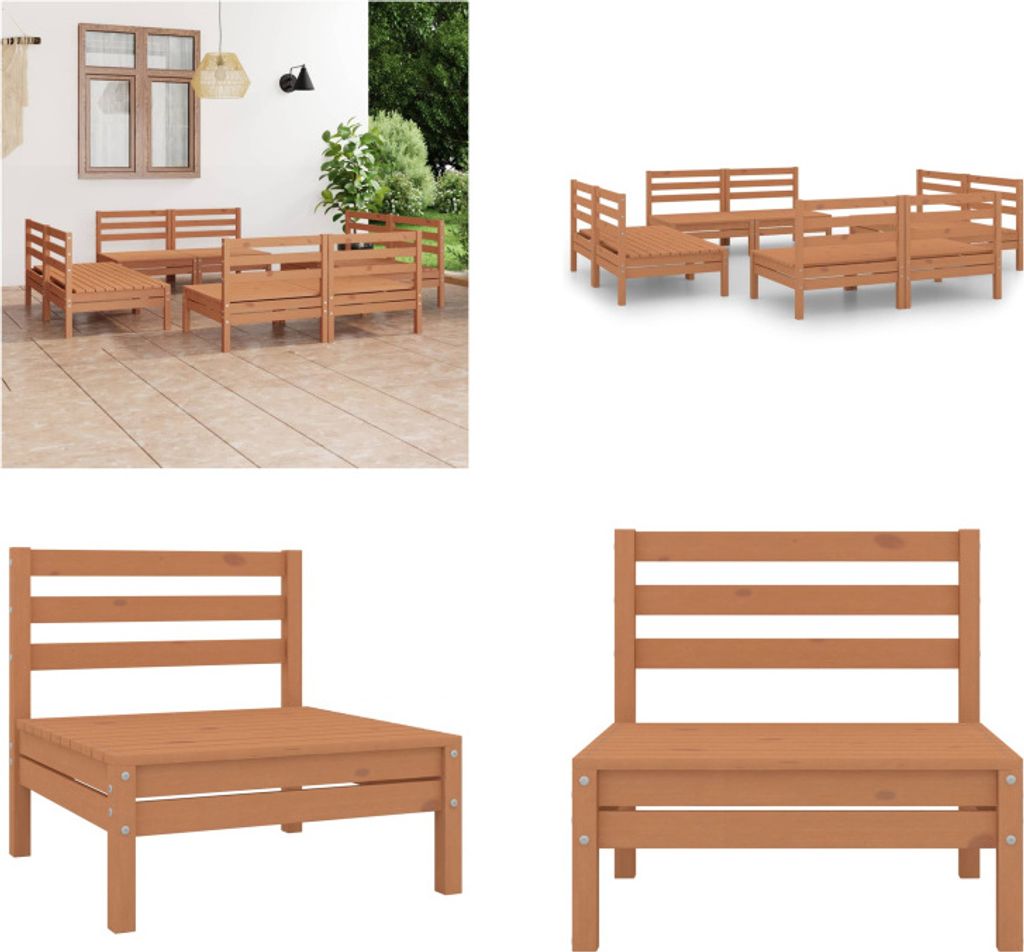 vidaXL 8 tlg. Garten Lounge Set Honigbraun Massivholz Kiefer - Garten-Lounge-Set - Garten-Lounge-Sets - Lounge-Set - Lounge-Sets