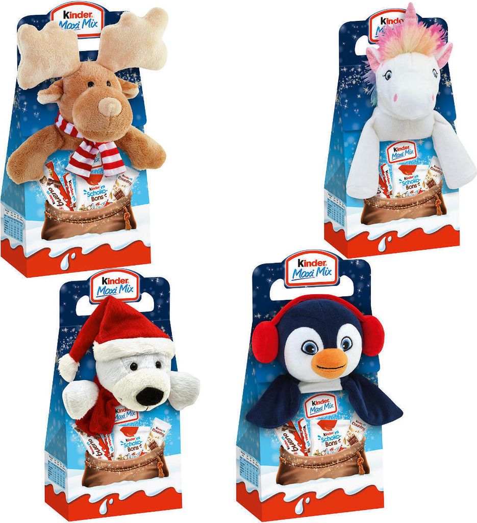 Kinder Maxi Mix Plüschtier mit süßer Mischung Weihnachts Produktbild 