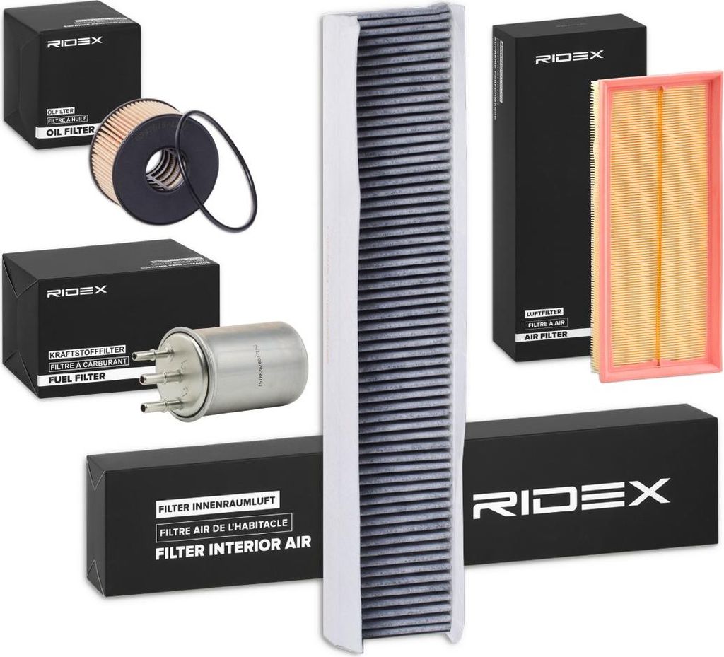RIDEX Filterset Inspektionspaket Filtersatz für FORD MONDEO III Kombi (BWY) MONDEO III (B5Y) MONDEO III Stufenheck (B4Y) passend für PEUGEOT 207 SW