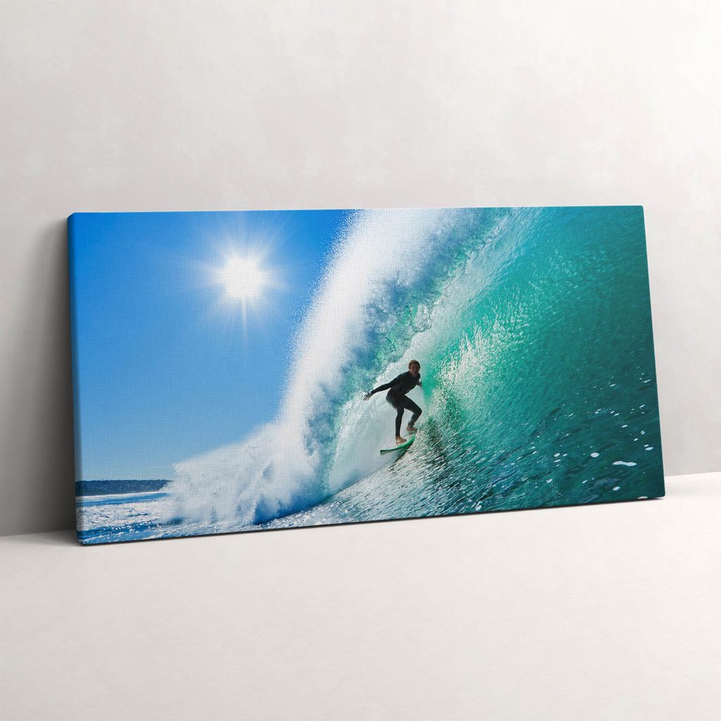 Surfen auf Hawaii – Leinwandbild Wandbild – 100x50 cm – Leinwandbilder – Wandbilder – Schlafzimmer – Flur