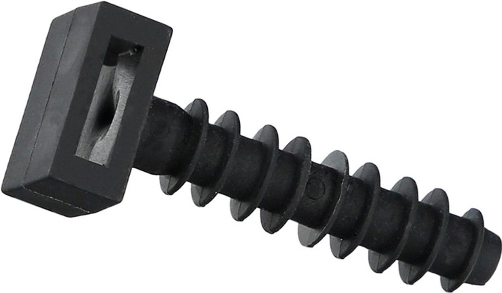 Schwarzer Befestigungsdübel Maurer mit Lasche aus Nylon (Beutel mit 100 Stück)