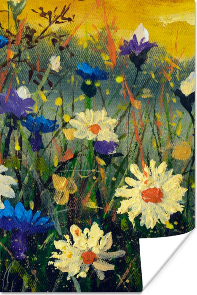 MuchoWow Poster Malerei - Ölfarbe - Natur - Blumen 20x30 cm - Papierdruck