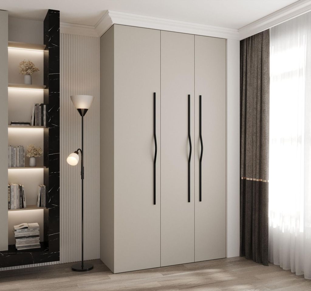 Kleiderschrank mit Regalböden 130/40 LORENA 2 - Kaschmir / Schwarz