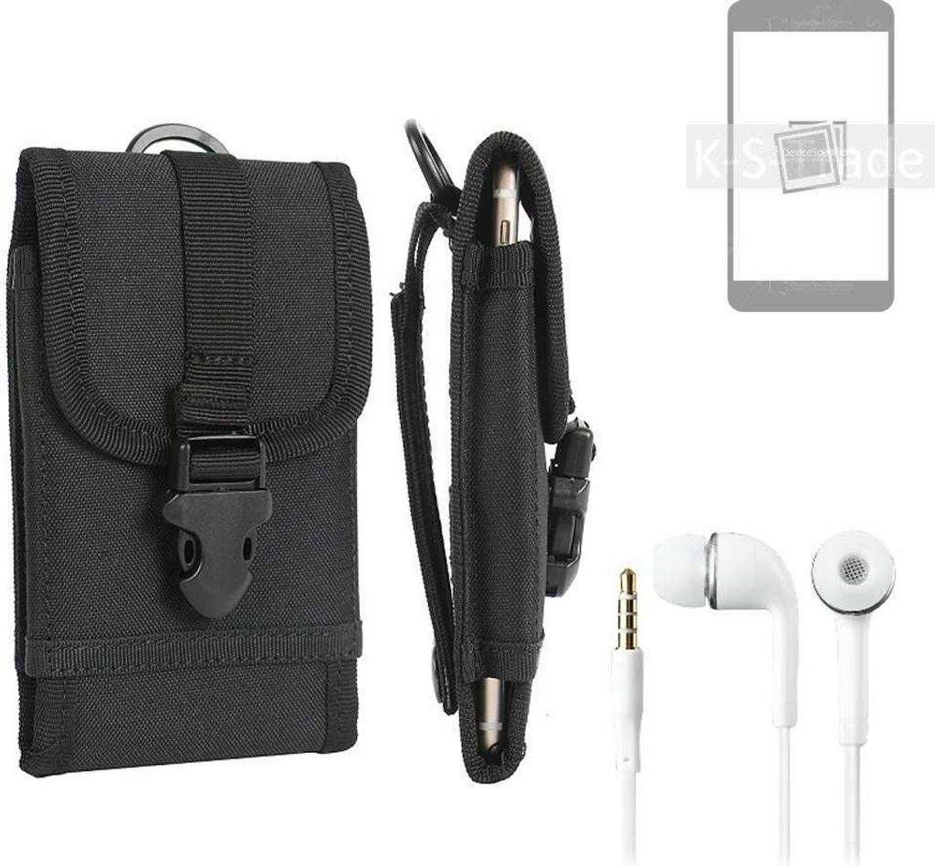 K-S-Trade Holster Schutz Hülle kompatibel mit Samsung Galaxy S22 Gürteltasche Handy Hülle Tasche outdoor Seitentasche schwarz 1x + Kopfhörer