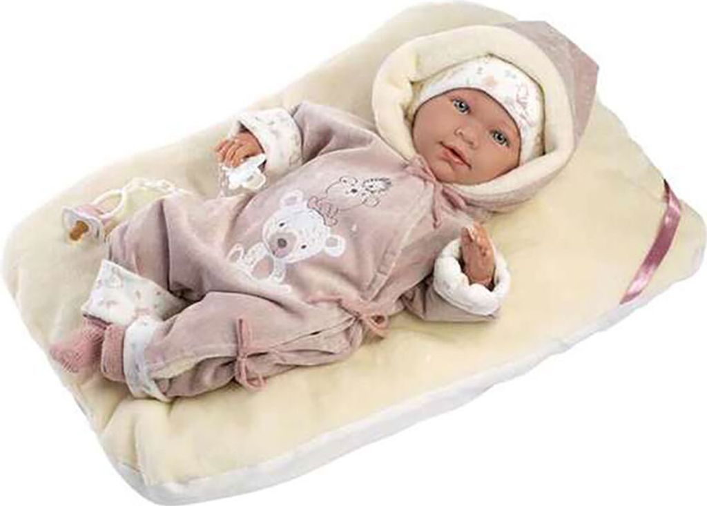 Llorens weinende Babypuppe Lala Rosa mit Kissen und Sound 42 cm